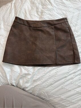 Women's Brown Faux-Suede Mini Skirt